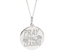 LKBEADS Collier pendentif pièce gravée « Priez sans cesse » 24 mm avec chaîne câble de 45,7 cm | Argent sterling 925 | Bijou unisexe | LK_PNDN_2221