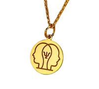 LKBEADS Collier pendentif pièce gravée « Psychologie » 24 mm avec chaîne câble de 45,7 cm | Argent sterling plaqué or | Bijou unisexe | LK_PNDN_1327