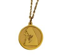 LKBEADS Collier pendentif pièce gravée représentant Jésus tenant une croix, 24 mm, chaîne câble de 45,7 cm | Argent sterling plaqué or | Bijou unisexe | LK_PNDN_0874