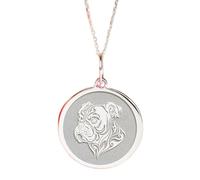 LKBEADS Collier pendentif pièce gravée représentant un boxer (24 mm) avec chaîne câble de 45,7 cm | Argent sterling 925 | Bijou unisexe | LK_PNDN_2040