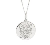 LKBEADS Collier pendentif pièce gravée « Sa Grâce suffit » 24 mm avec chaîne câble de 45,7 cm | Argent sterling 925 | Bijou unisexe | LK_PNDN_2141
