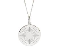 LKBEADS Collier pendentif pièce gravée Sunrise 24 mm avec chaîne câble de 45,7 cm | Argent sterling 925 | Bijou unisexe | LK_PNDN_2268