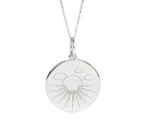 LKBEADS Collier pendentif pièce gravée Sunrise 24 mm avec chaîne câble de 45,7 cm | Argent sterling 925 | Bijou unisexe | LK_PNDN_2267