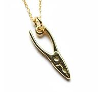 LKBEADS Collier pendentif pince d'électricien en argent sterling 925 plaqué or, bijou fantaisie de forme originale, 19 x 6 mm, chaîne câble de 45,7 cm (18 pouces), bijou fait main | LK_SCA_0167