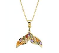 LKBEADS Collier pendentif queue de sirène en argent sterling 925 plaqué or avec breloque ailes multi-pierres 20x20mm et chaîne câble de 45 cm (18 pouces), bijou fait main |LK_SCA_0129