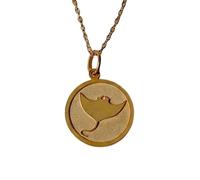 LKBEADS Collier pendentif raie en argent sterling 925 doré | LK_NLC_01194 | Pendentif calendrier lunaire croissant gibbeux croissant décroissant charme oiseau céleste astrologie avec chaîne de 45 cm