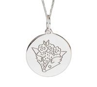 LKBEADS Collier pendentif renard floral avec 18 pouces |LK_NLC_02271 | inch cable chain round animal design charm jewelry for women men gift daily wear fashion accessory