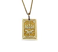 LKBEADS Collier pendentif représentant l'Empereur (tarot) |LK_NLC_00908 | Collier à maillons maille câble pendentif rond gravé d'un animal 24 mm finition polie 15 mm d'épaisseur inspiration nature