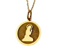 LKBEADS Collier pendentif représentant une figure en prière | LK_NLC_01178 | Médaillon de prière rond plaqué or de 24 mm pendentif religieux inspiré par la foi avec chaîne câble de 45 cm.