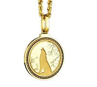 LKBEADS Collier pendentif rond Cameron gravé en argent sterling 925 (28 mm), plaqué or, pour homme et femme, avec câble de 45 cm (18 pouces), bijou fait main |LK_ENGP_0693