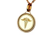 LKBEADS Collier pendentif rond de 28 mm en argent sterling 925 gravé « Compassion », plaqué or, pour hommes et femmes, avec câble de 45 cm (18 pouces), bijou fait main |LK_ENGP_0103