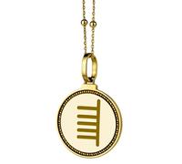 LKBEADS Collier pendentif rond de 28 mm en argent sterling 925, gravé de kanjis japonais minimalistes, motif hivernal, plaqué or, pour hommes et femmes, avec câble de 45 cm (18 pouces) | LK_ENGP_0365