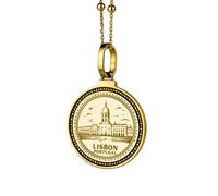 LKBEADS Collier pendentif rond de 28 mm en argent sterling 925, gravé de kanjis représentant des vertus morales, plaqué or, avec câble de 45 cm (18 pouces). Bijou fait main |LK_ENGP_0378