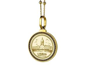 LKBEADS Collier pendentif rond de 28 mm en argent sterling 925, gravé de kanjis représentant des vertus morales, plaqué or, avec câble de 45 cm (18 pouces). Bijou fait main |LK_ENGP_0378