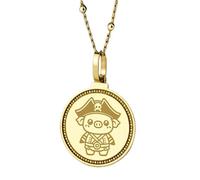 LKBEADS Collier pendentif rond de 28 mm en argent sterling 925 gravé de la montagne Pikes Peak, plaqué or, pour hommes et femmes, avec câble de 45 cm (18 pouces), bijou fait main |LK_ENGP_0782