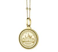 LKBEADS Collier pendentif rond de 28 mm en argent sterling 925, gravé de l'alphabet celtique Ogham, plaqué or, pour hommes et femmes, avec câble de 45 cm (18 pouces), bijou fait main |LK_ENGP_0474