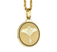 LKBEADS Collier pendentif rond de 28 mm en argent sterling 925 gravé du mont San Luis, plaqué or, pour hommes et femmes, avec câble de 45 cm (18 pouces), bijou fait main |LK_ENGP_0828