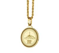 LKBEADS Collier pendentif rond de 28 mm en argent sterling 925, gravé du sceau des 7 archanges, plaqué or, pour hommes et femmes, avec câble de 45 cm (18 pouces), bijou fait main |LK_ENGP_0560