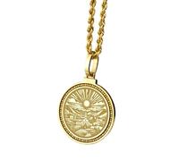LKBEADS Collier pendentif rond de 28 mm en argent sterling 925, gravé du sceau des 7 archanges, plaqué or, avec câble de 45 cm (18 pouces), bijou fait main | LK_ENGP_0521