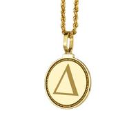 LKBEADS Collier pendentif rond de 28 mm en argent sterling 925, gravé d'un serpent Kanji, plaqué or, avec câble de 45 cm (18 pouces) et bijou fait main |LK_ENGP_0077