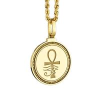 LKBEADS Collier pendentif rond de 28 mm en argent sterling 925, gravé d'une pierre de Crestone Peak, plaqué or, pour hommes et femmes, avec câble de 45 cm (18 pouces), bijou fait main |LK_ENGP_0655