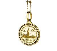 LKBEADS Collier pendentif rond de 28 mm en argent sterling 925 gravé Pikes Peak, plaqué or, pour hommes et femmes, avec câble de 45 cm (18 pouces), bijou fait main |LK_ENGP_0232