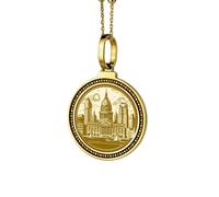 LKBEADS Collier pendentif rond de 28 mm en argent sterling 925 gravé Sofia Bulgarie, plaqué or, pour hommes et femmes, avec câble de 45 cm (18 pouces), bijou fait main |LK_ENGP_0279