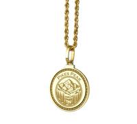LKBEADS Collier pendentif rond de 28 mm en argent sterling 925, motif flamant rose tribal gravé, plaqué or, pour hommes et femmes, avec câble de 45 cm (18 pouces), bijou fait main |LK_ENGP_0780