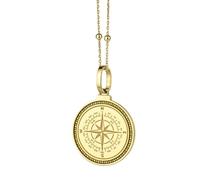 LKBEADS Collier pendentif rond de 28 mm en argent sterling 925, orné d'un rhinocéros tribal gravé, plaqué or, pour hommes et femmes, avec câble de 45 cm (18 pouces), bijou fait main |LK_ENGP_0402