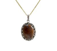LKBEADS Collier pendentif rond en argent sterling 925 avec agate Crazy Lace naturelle et chaîne forçat. Bijou fait main porte-bonheur | LK_SGMP_0139