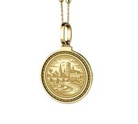 LKBEADS Collier pendentif rond en argent sterling 925, gravé d'une fleur, 28 mm, plaqué argent, pour hommes et femmes, avec câble de 45 cm (18 pouces), bijou fait main |LK_ENGP_0112