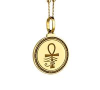 LKBEADS Collier pendentif rond en argent sterling 925, motif cœur flamboyant gravé, 28 mm, plaqué or, pour homme et femme, avec câble de 45 cm (18 pouces), bijou fait main |LK_ENGP_0341