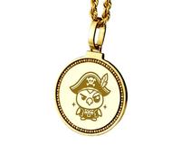 LKBEADS Collier pendentif rond en argent sterling 925, plaqué or, avec pendentif en forme de dôme gravé de 28 mm et câble de 45 cm (18 pouces). Bijou fait main |LK_ENGP_0651