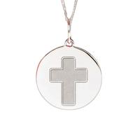 LKBEADS Collier pendentif rond en forme de croix |LK_NLC_02372 | round cherub medallion 24mm symbolic love inspired disc necklace with 18 inch cable chain meaningful