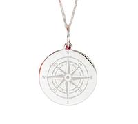 LKBEADS Collier pendentif rond en forme de rose des vents | LK_NLC_02386 | gold plated round archer horoscope charm necklace 24mm with 18 inch cable chain astrology jewelry gift