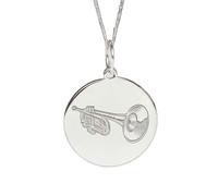 LKBEADS Collier pendentif rond en forme de trompette 24 mm | LK_NLC_02329 | plated round halo wing disc pendant with 18 inch cable chain 24mm inspirational memorial spiritual