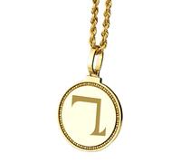 LKBEADS Collier pendentif rond massif gravé de 28 mm en argent sterling 925, plaqué or, pour hommes et femmes, avec câble de 45 cm (18 pouces), bijou fait main |LK_ENGP_0206