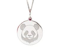 LKBEADS Collier pendentif rond panda en argent sterling 925 |LK_NLC_02366 | gold plated 24mm round mining tools medallion pendant with 18 inch cable chain meaningful jewelry gift