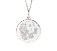 LKBEADS Collier pendentif rond représentant un chien | LK_NLC_02362 | 24mm round crowned lion medallion necklace with 18 inch cable chain symbol of strength courage leadership