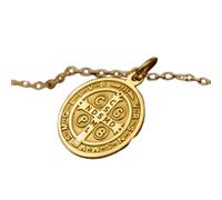 LKBEADS Collier pendentif Saint Benoît en argent sterling 925 plaqué or, chaîne câble de 45,7 cm (18 pouces), pendentif rond, bijou unisexe fait main | LK_EMBO_00020