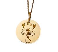 LKBEADS Collier pendentif Scorpion en argent sterling 925 | LK_NLC_01901 | Médaillon astrologique rond plaqué or avec chaîne à maillons de 45 cm (18 pouces) disque céleste rond de 24 mm