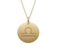 LKBEADS Collier pendentif signe astrologique Balance | LK_NLC_00827 | Collier avec pendentif rond de 24 mm gravé du zodiaque et chaîne câble de 45 cm et 15 mm d'épaisseur astrologie céleste