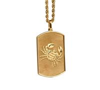 LKBEADS Collier pendentif signe du Cancer couleur or | LK_NLC_00478 | Pendentif rond plaqué or symbole globe terrestre 22 mm avec chaîne câble de 45 cm. Bijou symbolique pour un anniversaire.
