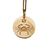 LKBEADS Collier pendentif signe du Cancer couleur or | LK_NLC_01899 | plated round horoscope astrology engraved bull medallion charm with 18 inch cable chain celestial birth
