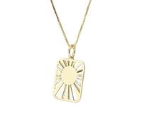 LKBEADS Collier pendentif soleil en argent sterling 925 doré | LK_NLC_00185 | Collier plaqué or avec pendentif rectangulaire de tarot 24x19mm et chaîne câble de 45 cm bijou symbole spirituel