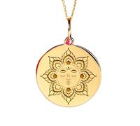 LKBEADS Collier pendentif soleil en argent sterling 925 doré | LK_NLC_02134 | plated nature medallion necklace 28mm engraved family tree pendant with 18 inch cable chain meaningful