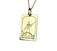 LKBEADS Collier pendentif squelette gravé « La Moisson », en argent sterling 925 plaqué or, avec chaîne câble de 45,7 cm (18 pouces). Bijou fait main pour homme et femme | LKD_EGP_00172