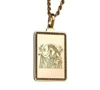 LKBEADS Collier pendentif talisman de fertilité grec gravé, en argent sterling 925 plaqué or, avec chaîne à maillons de 45 cm (18 pouces). Bijou fait main pour homme et femme | LKD_EGP_00299
