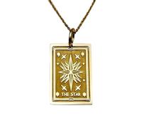 LKBEADS Collier pendentif Tarot Étoile en argent sterling 925 |LK_NLC_00902 | Collier à maillons ronds gravés d'un animal 24 mm style minimaliste finition polie.