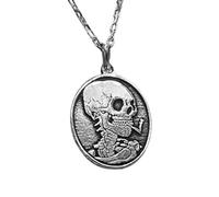 LKBEADS Collier pendentif tête de mort Van Gogh en argent sterling 925 plaqué argent, chaîne câble de 45,7 cm (18 pouces), breloque ronde, bijou unisexe | LK_EMBO_00340